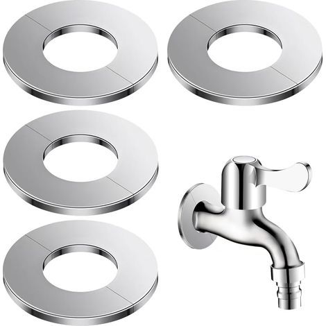 4 Pièces, Rosace,Rosace Robinet Plaque de rosace ronde divisée en acier Convient Soupape Cache Tuyaux Pour Les Douches,Les Radiateurs,Conduites D'Eau (32) (1/4)