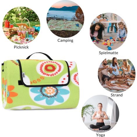 Picnic blanket 2x2m waterproof foldable with handle