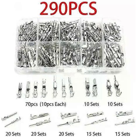 290 Stück Flachstecker-Kabelschuhe – Sortiment Steckverbinder, Kfz-Kabelverbinder-Set, passend für Kfz-Kabelverbinder und -Anschlüsse – JXLGV (1/5)