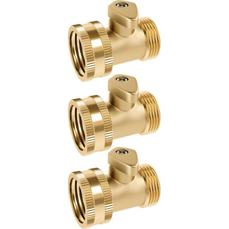 Válvula de cierre para manguera de jardín de 1,91 cm, latón resistente, a prueba de fugas, válvula de bola unidireccional, conector recto, interruptor, paquete de 3 (1/5)