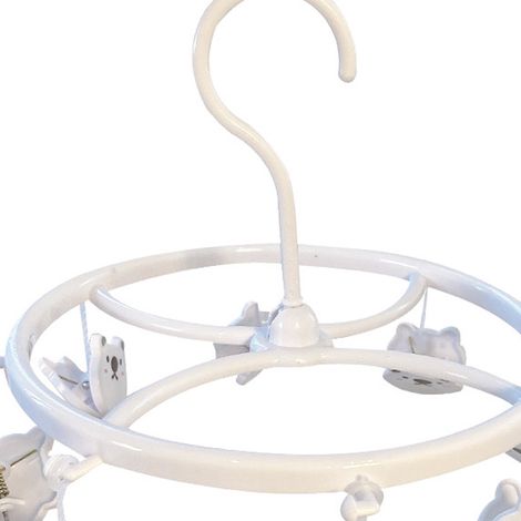 Étendoir à linge suspendu en plastique pour chaussettes, sous-vêtements, manches longues, petits vêtements, pince à linge pour la maison, les étudiants, les dortoirs, ours blanc (1/5)