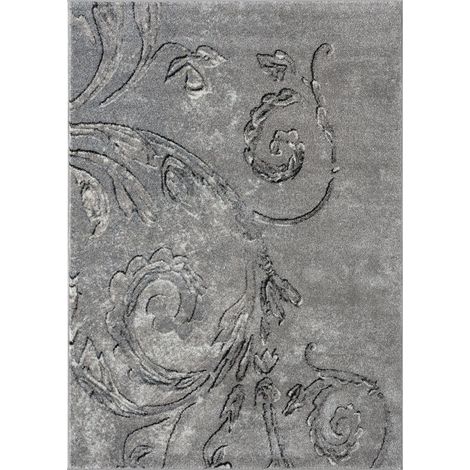 Tapis salon et chambre 120x160 gris rectangle tissé motif baroque MUMBA D (1/5)