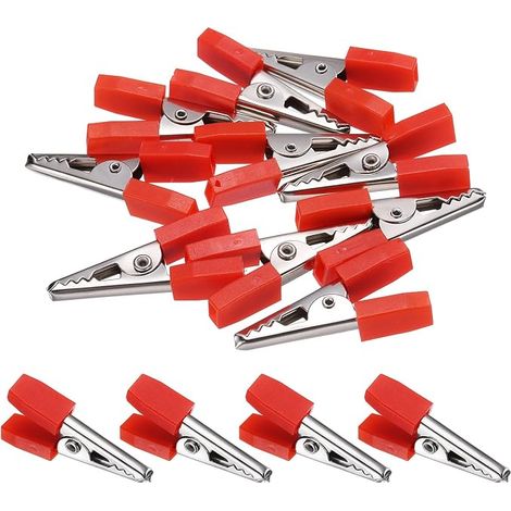 10Pcs Pinces Crocodile 33mm Pour Multimetre Laboratoire Rouge (1/5)