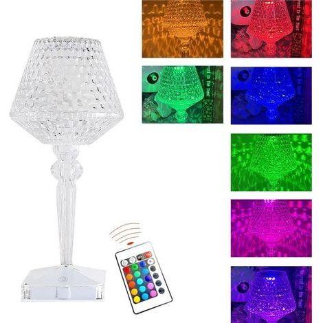 Lampe Diamant LED, 16 Couleurs Ajustable Lampe Tactile Diamant, Lampe Cristal USB Rechargeable, Lampe de Table en Cristal Sans Fil, Lampe de Chevet avec Télécommande Pour Salon, Chambre (1/5)