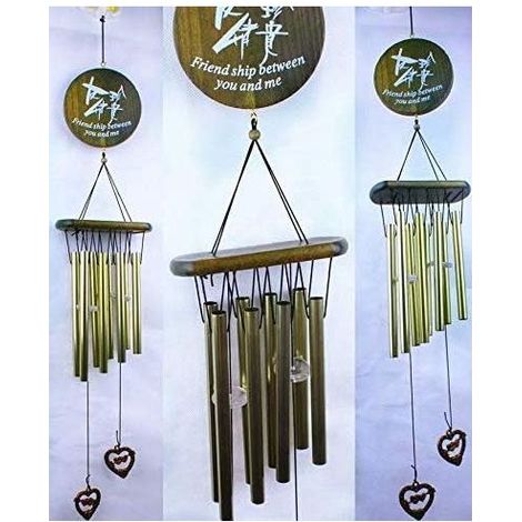 Carillon À Vent - 8 Tubes Métalliques En Bronze - Décoration Extérieure Jardin Et Terrasse - 1 Pièce