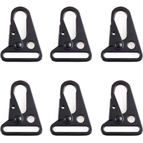 Mousquetons à ouverture élargie HK Hook robustes, clips pour sangles en paracorde, sacs à dos d'extérieur, 2550 mm, noirs, lot de 6 ( ) (1/5)