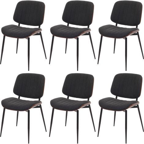 Lot de 6 chaises de salle à manger HWC-O44 chaise de cuisine tissu en bois courbé (370g/m2) ko-Tex MVG - aspect noyer (1/5)