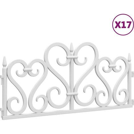 Bordures de pelouse 17 pcs Blanc 10 m PP (1/5)