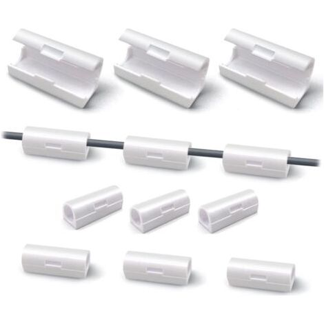 Lot de 40 supports de câbles auto-adhésifs blancs - Clips de rangement de câbles - Clips ronds pour rangement de câbles - Pour bureau et maison (1/5)