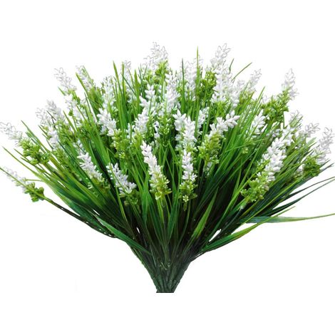 10 Lavandes Artificielles Réalistes - Plantes Décoratives pour Maison et Jardin  Cadeau Déco pour Porche, Terrasse, Mariage (Blanc) (1/5)