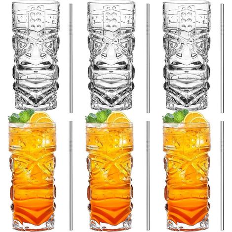 Tiki Cocktailgläser Set 6 Stück, 170-400ml, transparent, für exotische Drinks (1/5)