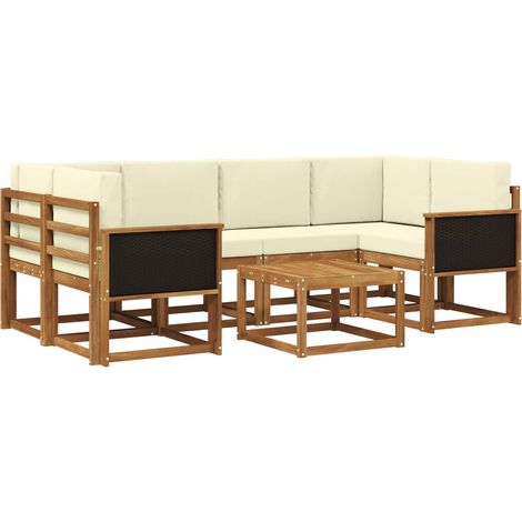 Outdoor Sofa Set with Cushion 5 pcs Natural and Cream vidaXL (1/5)