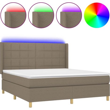 Maison Exclusive - Boxspringbett mit Matratze & LED Taupe 180x200
