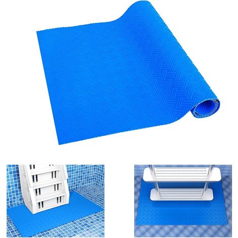 Tapis Échelle de Piscine Antidérapant - Protection avec Texture pour la Doublure et Les Escaliers Hors Sol 90x40cm (Bande) (1/5)