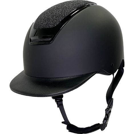 50-53 cm, Blu opaco: Verstellbarer matter Reithelm mit Glitzerdekor für Kinder und Erwachsene (1/4)