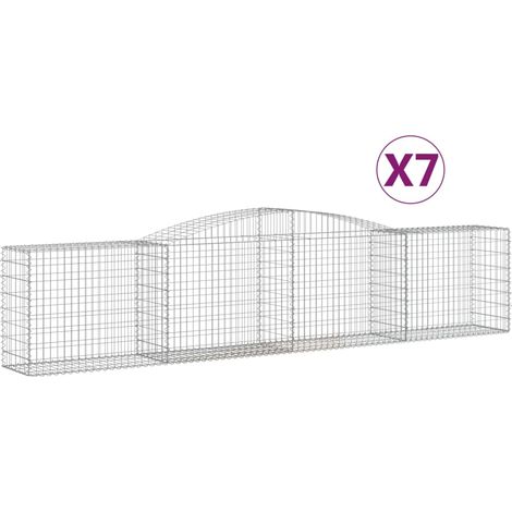 Paniers à gabions arqués 7 pcs  Mur en gabion 400x50x80/100 cm Fer galvanisé