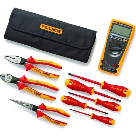 Multimètre numérique TRMS 179 + kit de démarrage outils portables (5 tournevis isolés et 3 pinces isolées)