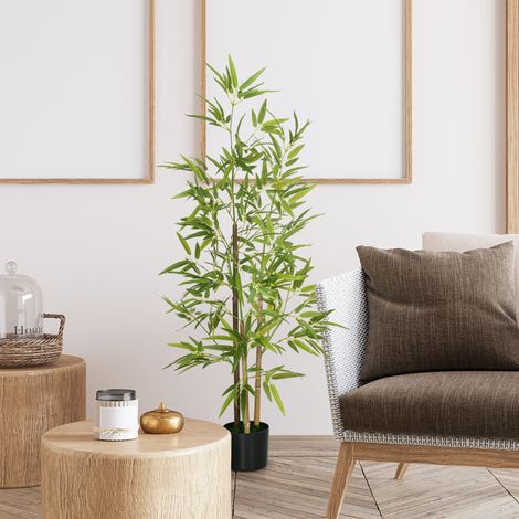 Albero di bambù artificiale, alto 120 cm, con vaso, per decorazione d'interni, molto realistico.