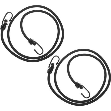 2 Stück elastische Zeltseile, Planenbänder, Planenbefestigungen, elastisches Seil mit Haken, schwarz