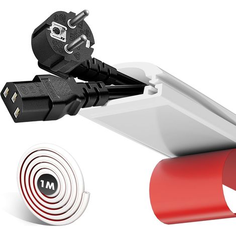 1m Mini Blanc Goulotte Passe Cable pour 2-3 Câbles, Cache-Câbles Auto-Adhésif, Flexible Goulotte Electrique en Silicone pour Cables, Cache Fil Convient pour la Gestion des Câbles Muraux (1/5)