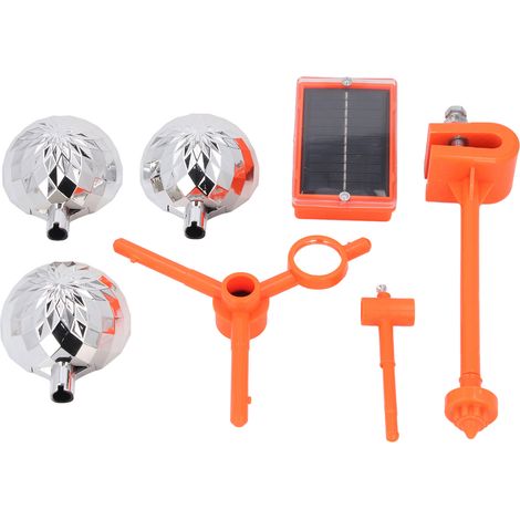 Ortviai Répulsif solaire anti-oiseaux avec 3 prismes rotatifs, réflecteur lumineux pour vergers, champs et réseaux électriques
