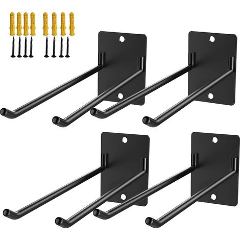 Lot de 4 Crochets Robustes pour Garage 30 cm, Crochets Muraux pour Chaises Pliantes, Poussettes, Échelles, Outils de Jardin, Tuyaux – Solution de Rangement Garage (4) (1/5)