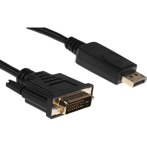 Câble de port d'affichage RS PRO, DisplayPort/ DVI-D M /M en 1m Noir ( Prix pour 1 ) (1/2)