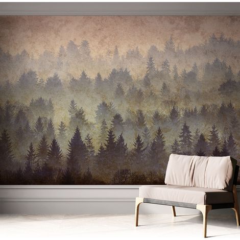 Papier peint autocollant avec imprimé pour décoration intérieure pour rénovation a motif Brume forestière 312x219 cm (1/5)