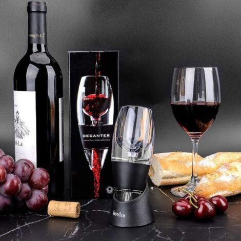 Aérateur et décanteur à vin, Noir, avec Support, pour vin Rouge (1/4)