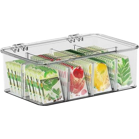Transparent Tea Organizer Box with Removable Dividers (1/5)