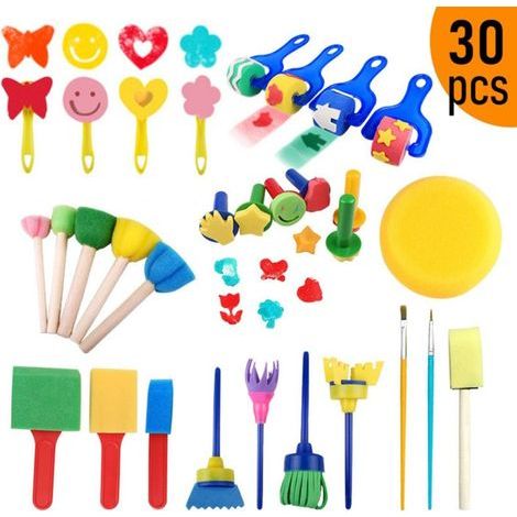 Pinceaux Peinture Enfant, Kit d\Outils De Peinture pour Enfants, Rouleau Peinture Enfant, ponges De Peinture Enfants (1/4)