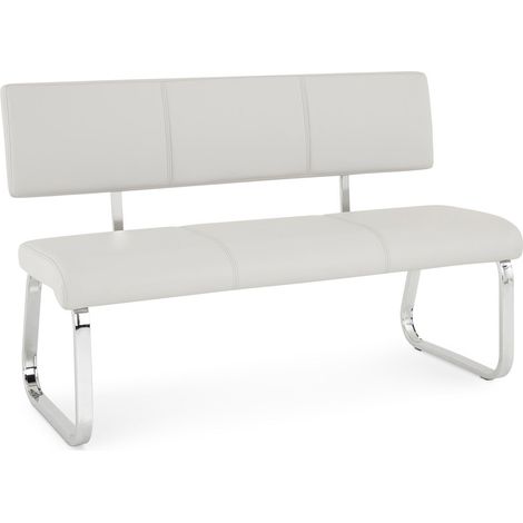 Banc design avec dossier VILAS, en synthétique gris clair (1/4)