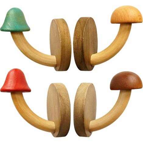 pi ces Crochets Muraux Bois Forme de Champignon Lot Per age (1/5)