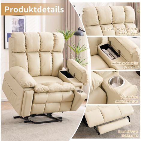 Fauteuil TV à double moteur, réglable électriquement, fauteuil inclinable avec assistance de levage, fauteuil de salon, fauteuil inclinable avec fonction d'inclinaison, canapé une place multifonctionn (1/5)