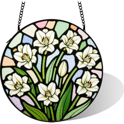 Vitrail coloré décoratif à suspendre, diamètre: 9 cm (1/5)