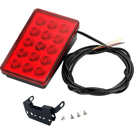 Convient aux feux de freinage de voiture à 15 LED, boîtier universel style F1, feu de position arrière pour aileron de voiture, feu arrière de freinage à LED, boîtier rouge (1/3)