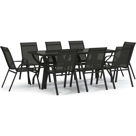 Maison Exclusive - Set Mobili da Pranzo per Giardino 9 pz Nero (1/5)