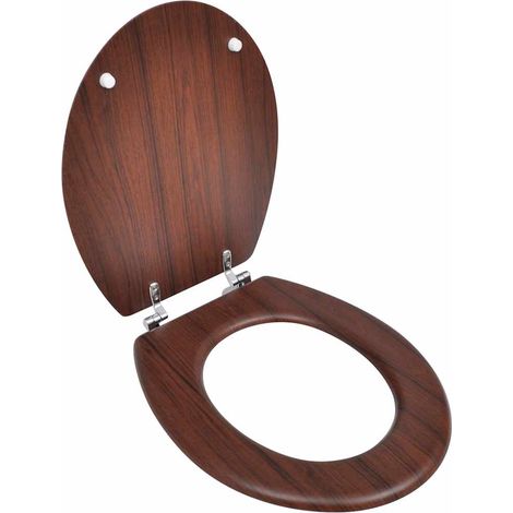 vidaXL Asiento inodoro WC MDF tapa diseño marrón (1/4)