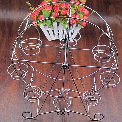 Porte-cupcakes Tourniquet 8 Places de Display pour Fêtes Carnaval et Cirque - Support Créatif en Métal Inoxydable avec 8 Mini Supports Rotatifs pour Cupcakes (Hauteur 44cm, Diamètre 32cm, 950g) (1/5)