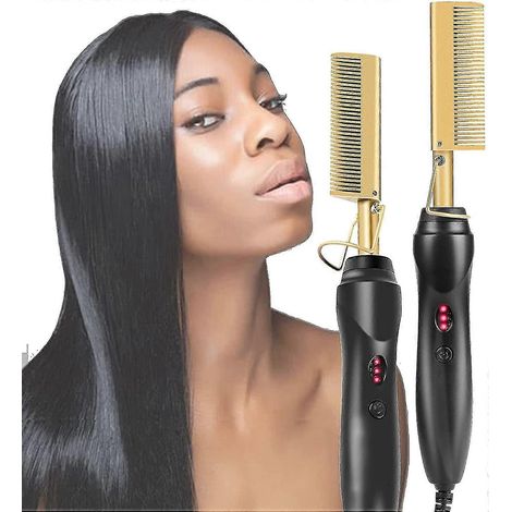 Elektrischer Haarglätter mit Heizfunktion für dickes Afrohaar, Perücken und Bärte, tragbarer Lockenstab mit Hitzeschutz (1 Stück) (1/5)