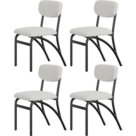 Lot de 4 Chaises de Salle à Manger en Tissu Bouclé - Design Moderne et Empilable - Pieds en Métal (1/5)