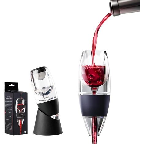 Aérateur et Décanteur à Vin, Carafe Decanter Vin, Carafe Décanter, Decanteur Aérateur Vin avec Support, Bec Verseur Vin avec Filtre Anti-Gouttes, Coffret Cadeau Homme Parfait pour Amateur (1/5)
