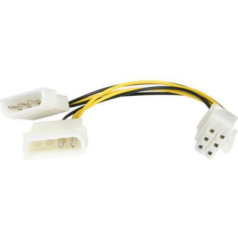 Câble Adaptateur Alimentation LP4 vers PCIe 6 Broches - 15 cm - Double Connecteur LP4 Mâle vers PCIe 6 Broches Mâle (1/2)