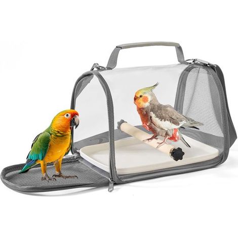 Caisse de transport pour oiseaux - Cage à oiseaux - Pliable - Grise - Transport sécurisé - Cage à pigeons - Convient aux petits oiseaux - Modèle rouge gris (1/5)