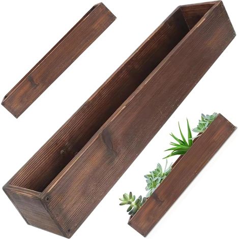 Boîte en Bois, 19, 7x4x2, 8, jardinière en Bois Rustique, Pot de Fleurs succulentes rectangulaire pour Cour, Ferme, Patio, Maison intérieure et extérieure (1/5)