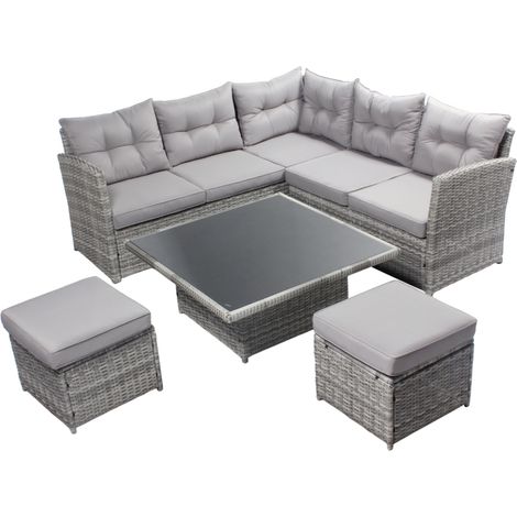 Juego de muebles de jardín gris de 6 plazas VIANA