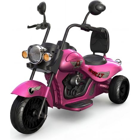 Moto électrique pour enfants 12 V avec batterie 4,5 Ah – Éclairage LED, musique et klaxon – Moto électrique pour enfants / véhicule électrique pour enfants, couleur : rose vif (1/5)
