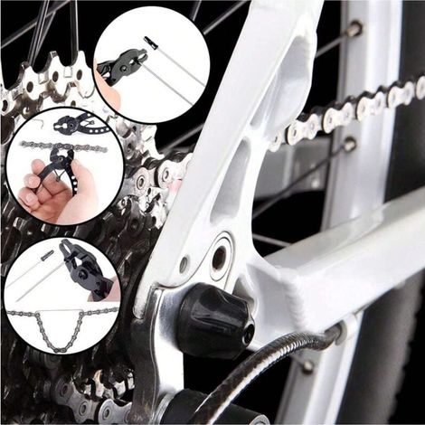 Pince à chaîne de vélo portable, avec crochet de chaîne, pour vélos de route, vélos de sport, VTT, outil de réparation de retrait de maillon de chaîne, 1 pièce noire