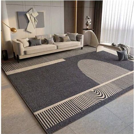 Moquette de salon à motif géométrique, tapis antidérapant quatre saisons, amortissant et isolant phonique, épais (1/4)