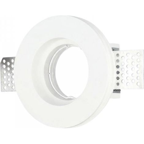 Portafaretto In Gesso Da Incasso, Rotondo 100X30mm Bianco Verniciabile Portalampada GU10 e Connettore Fast Incluso